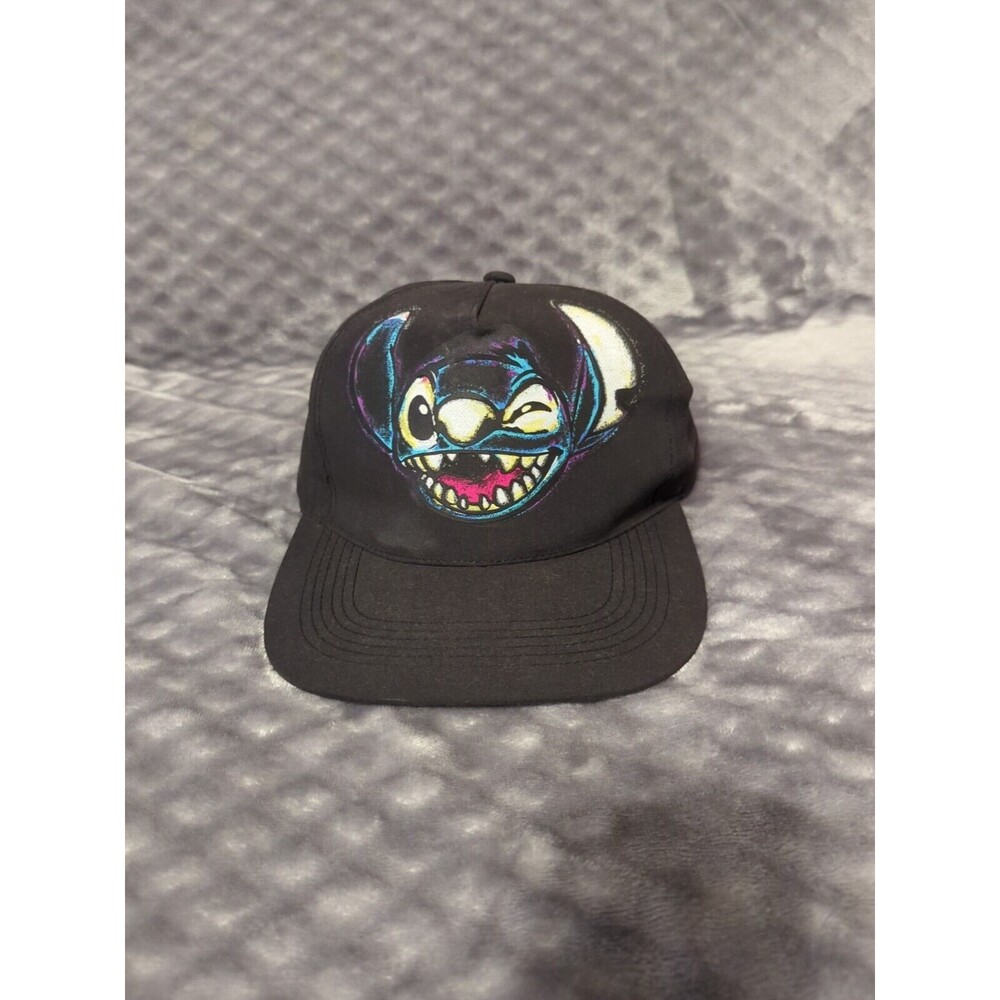 DISNEY Black Graffiti Look Lilo & Stitch Snapback Hat STITCH WILD ONE